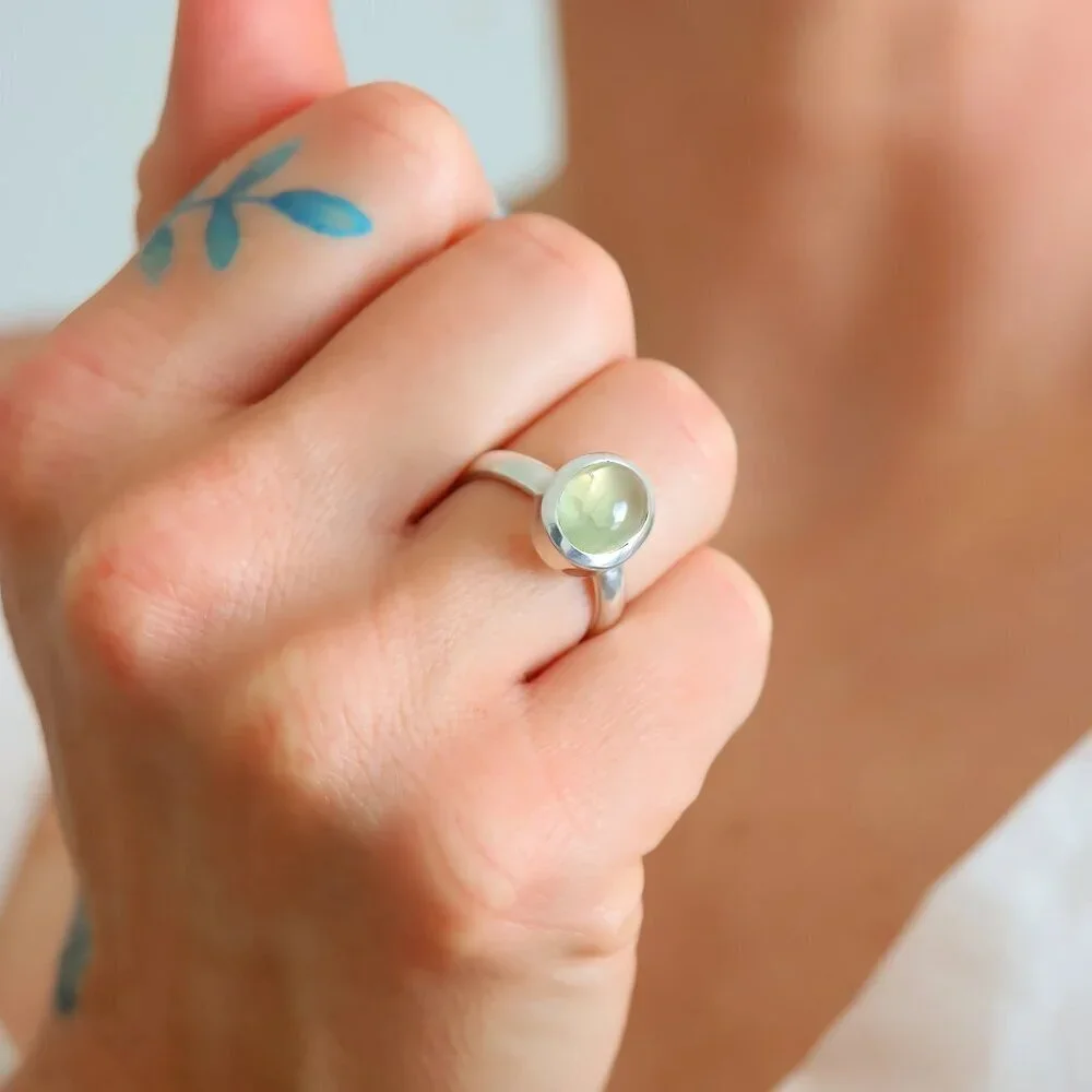 Green Amethyst Ring In Sterling Silver